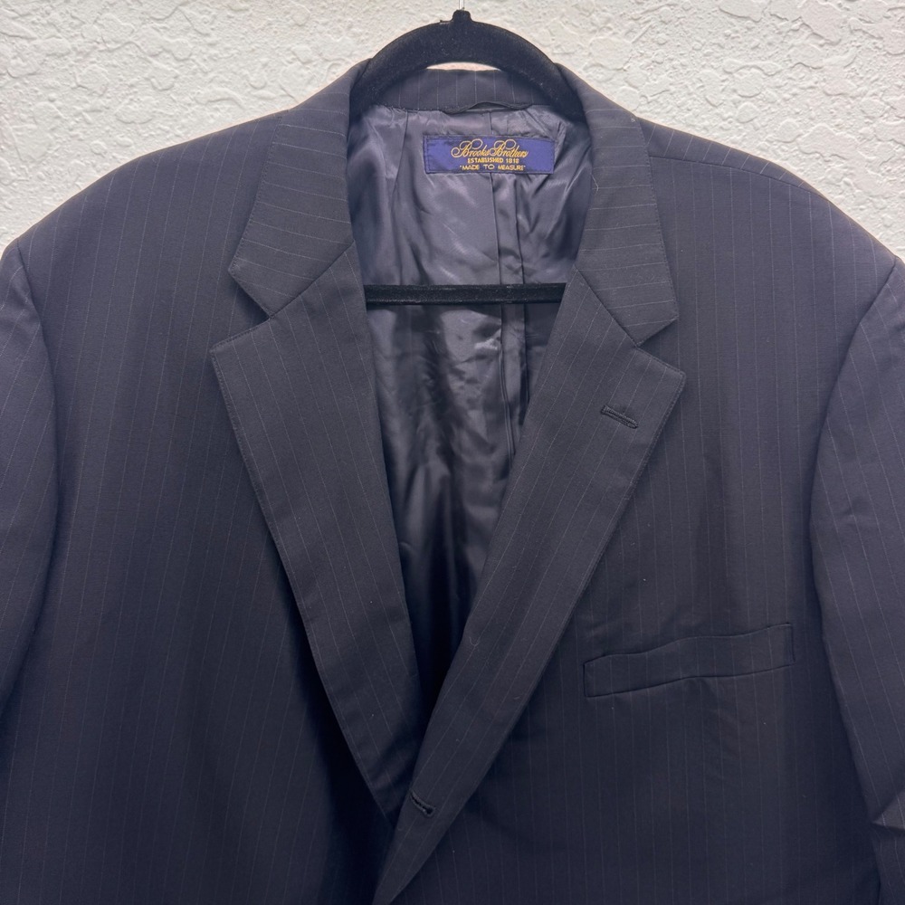 Brooks Brothers Made to Measure Navy Pinstripe Blazer Mens USA Union Made Wool